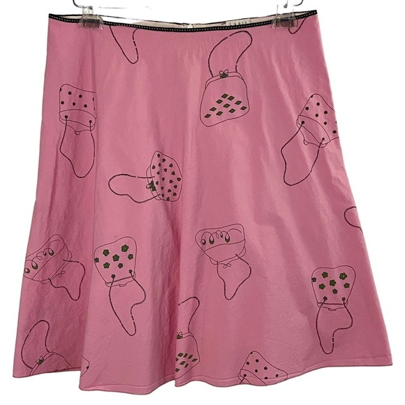 Lapis A-Line Pink Skirt with Whimsical Purse Pattern Full and Lined Size Large - Picture 2 of 11